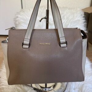 MIU MIU Bag Authentic 2way Leather Handbag Gray/brownish Pink